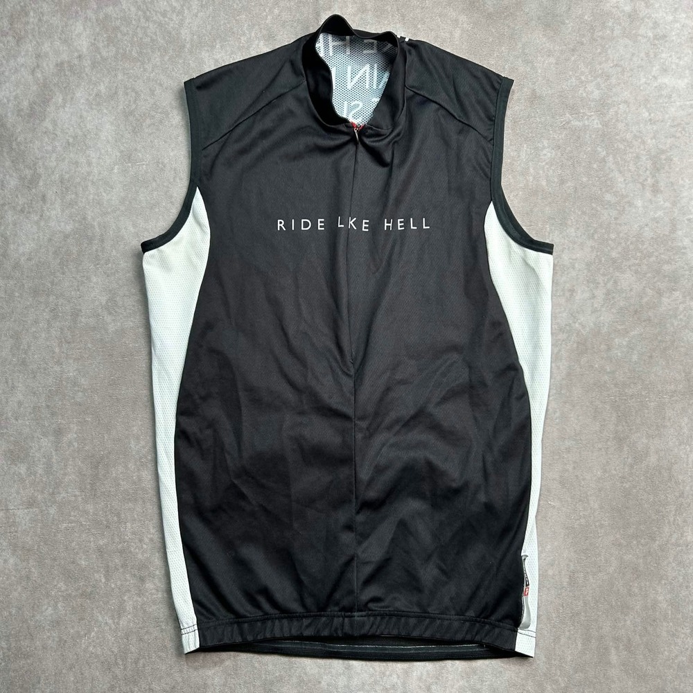 De Marchi Ride Like Hell Cycling Vest Sleeveless Jersey Black White small